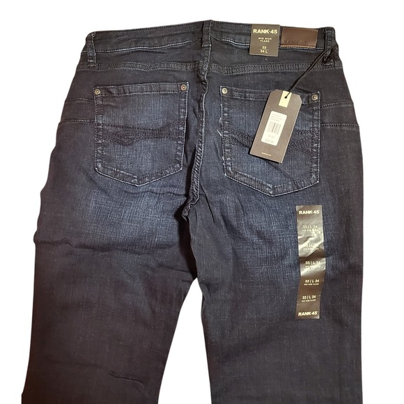 RANK 45 Mid Rise Flare Jeans Dark Wash Denim Women's Size 33 x 34 - Picture 5 of 6